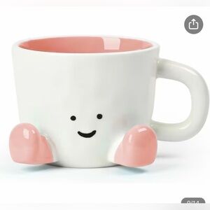 NWOT Pink and White Smiley Ceramic Coffee Mug